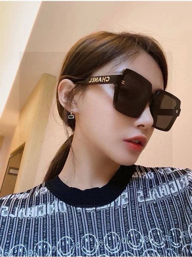 Chanel oversized sunglasses. Classic square frame design, flattering for all fac