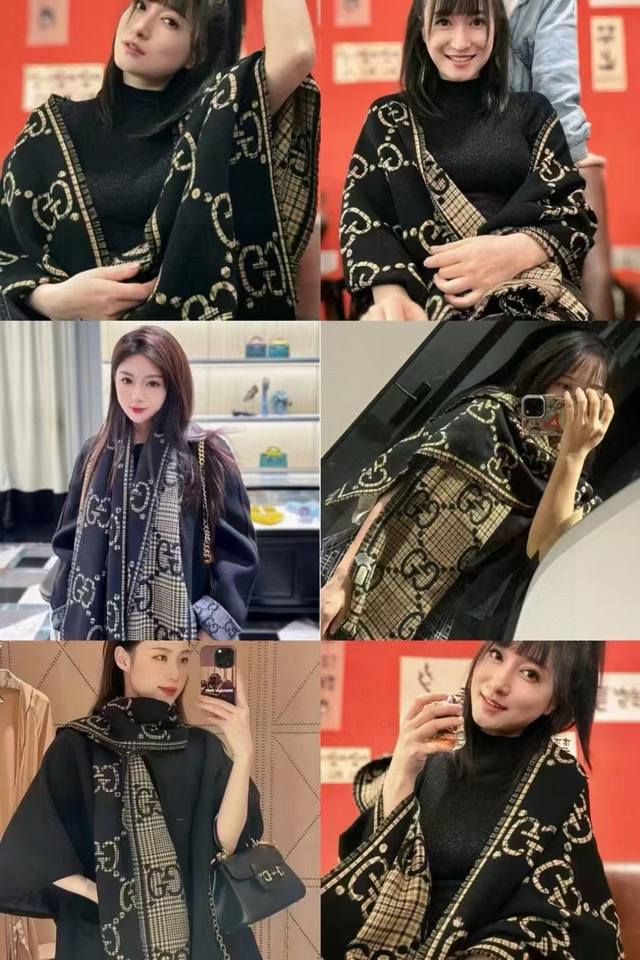 High-quality Gucci check wool scarf is another must-have item for autumn and wi