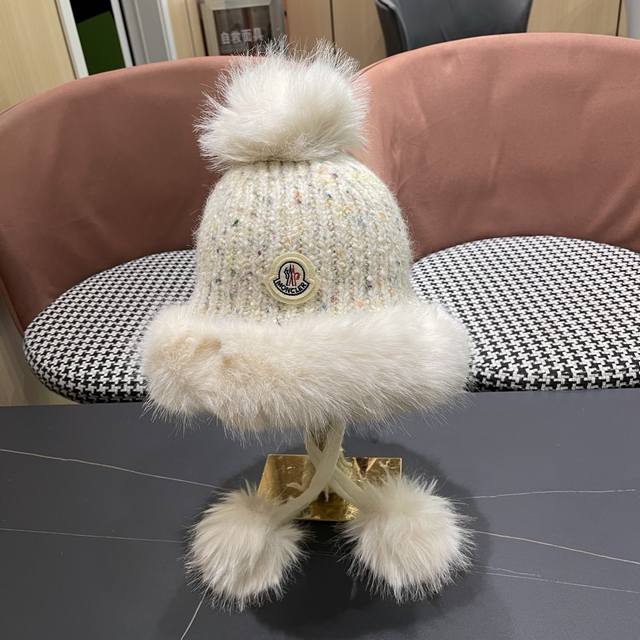 Moncler Warm Knitted Lei Feng Hat for Women and Couples, Outdoor Cycling, Fleece