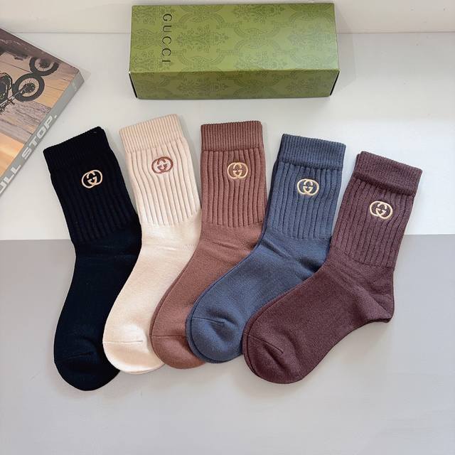 Box of 5 pairs with packaging Gucci high-quality embroidered cashmere knee-high