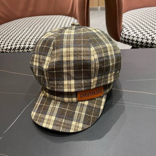 Dior 2025 New Plaid Hat Women's Baseball Cap Korean Style Trendy Fashionable Ve