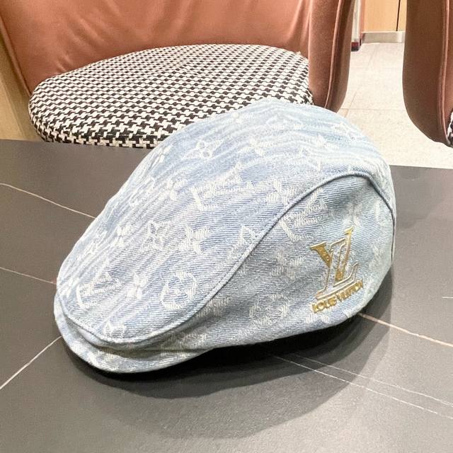 LV Louis Vuitton 2025 New Fashionable Versatile Denim Jacquard Beret Breathable