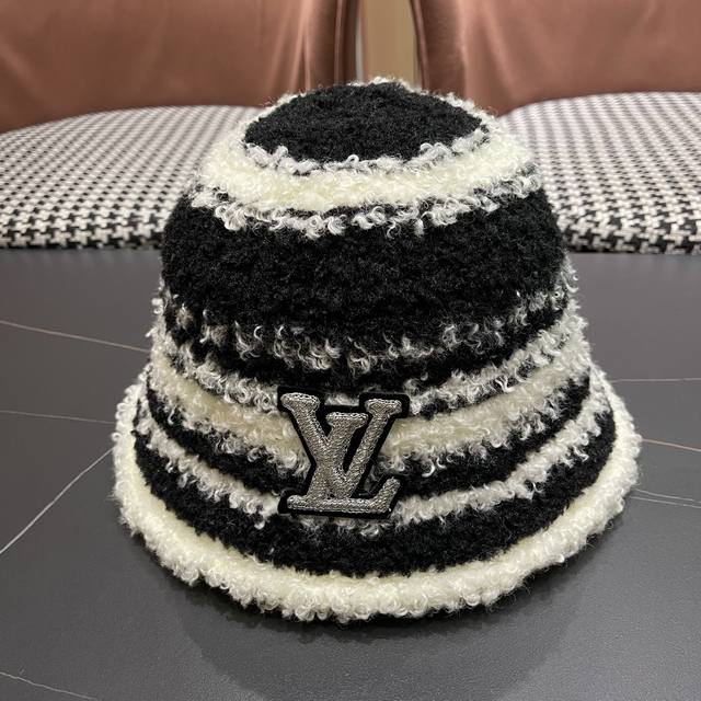 Lv Louis Vuitton New Korean Style Knitted Striped Simple Design Fisherman Hat Wo