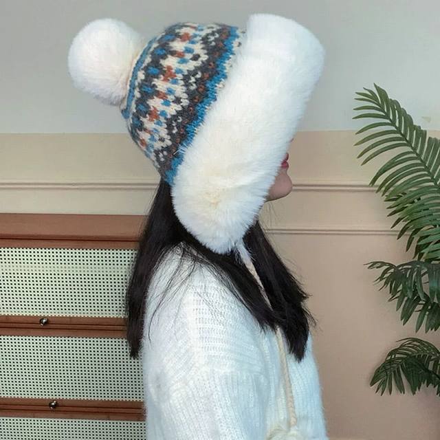 Gucci Meridian Fleece-lined Lei Feng Hat for Women, Autumn and Winter Thickened