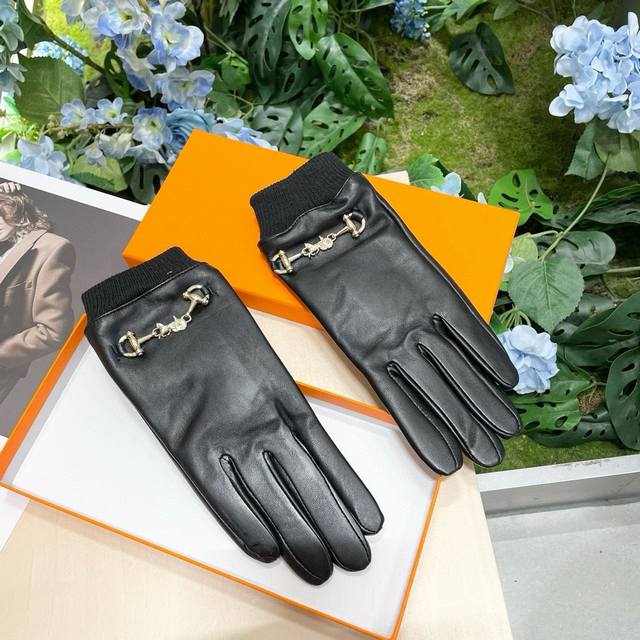 New Women's Exclusive First Release Touchscreen Gloves with Packaging Hermes Or