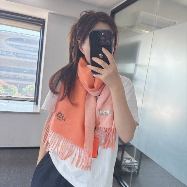 Hermes Cashmere Reversible Scarf. A rare find from Hermes, this scarf features