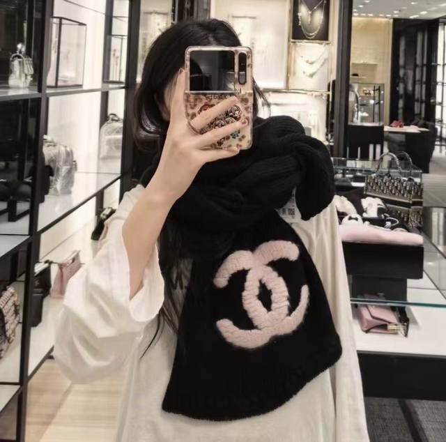 Chanel 25B Autumn/Winter Brand Logo Silk Velvet Scarf, Unisex, Couple Style, 190