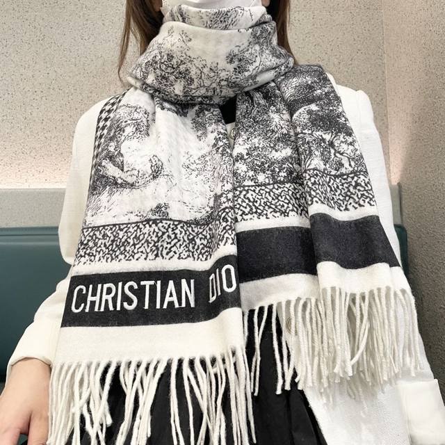 Dior Animal Element Tassel Scarf Size: 70