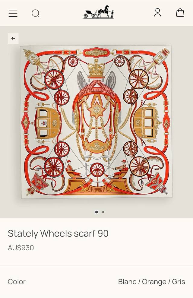 Shms2540 18 momme double-sided 90X90Cm twill silk Hermes Wheel of Prestige DDD