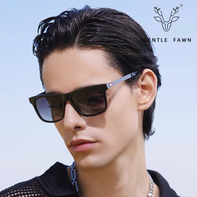 Gucc* Spring-loaded temple sunglasses for men, classic frosted frame, stylish ca