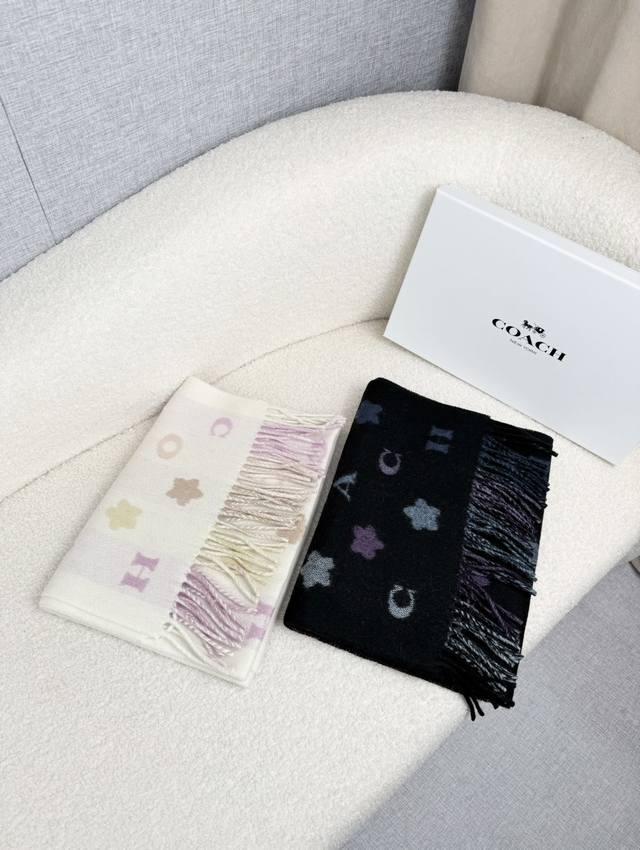 Coach. This Coach rainbow striped scarf is so beautiful! Not only is it stylish,