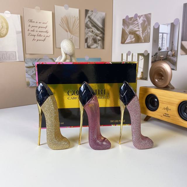 High-quality Carolina Black Gold Box High Heels and Perfume Three-Piece Set. In