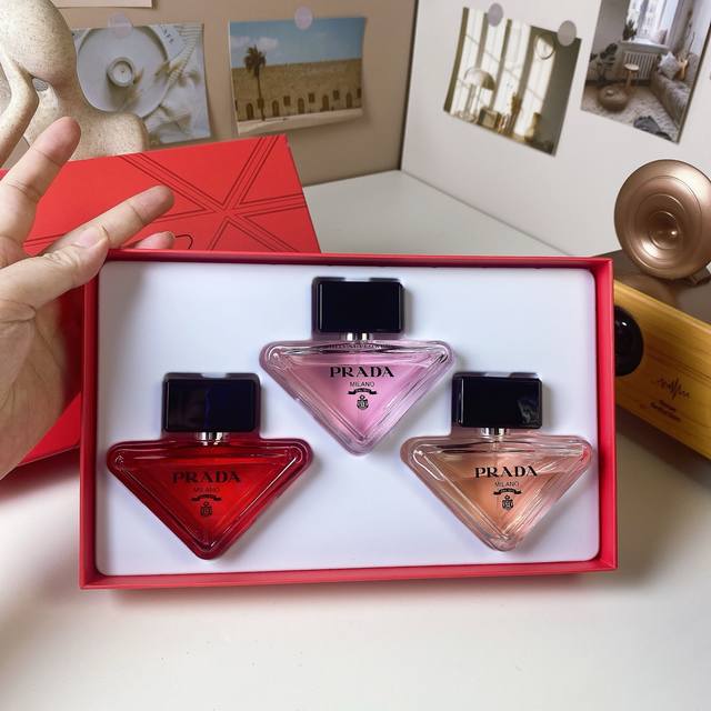 High-quality Prada red box sample set (3 pieces). 30ml*3.