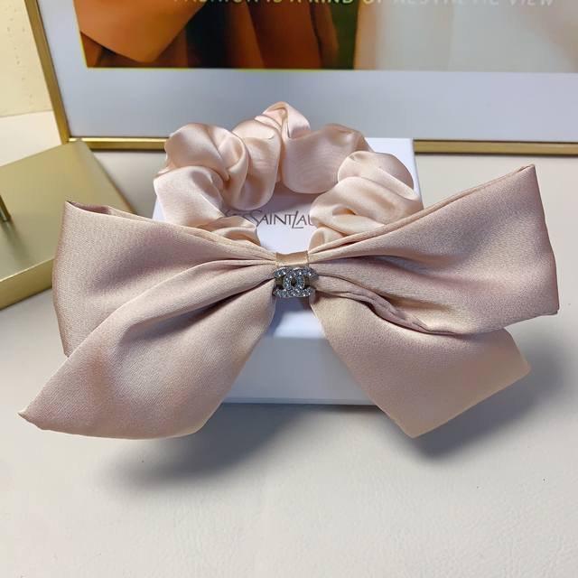 Chanel Mini Hair Tie Chanel Hair Tie Bow Logo Hair Tie Scrunchie Elegant and Ver
