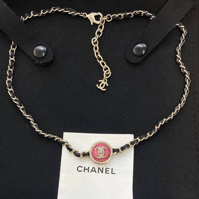 Xx765 Three-color Ch Nel 23C Button Leather Chain Choker A super popular classic