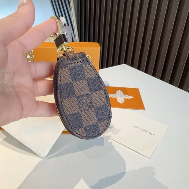 Box included LV classic monogram key pouch, car key pouch charm DDD