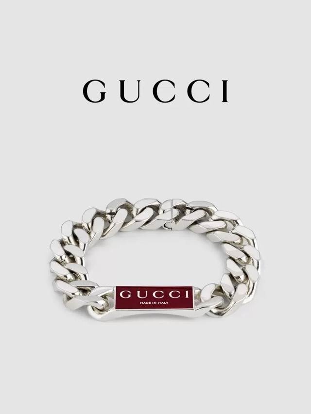 Gucci Trademark Enamel Chain Bracelet, Size 18-20-22 DDD