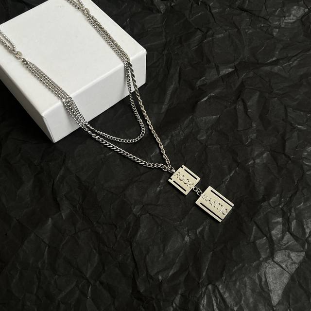 Juunngle Lab Trendy Necklace Stone Square Tag European and American Style Person