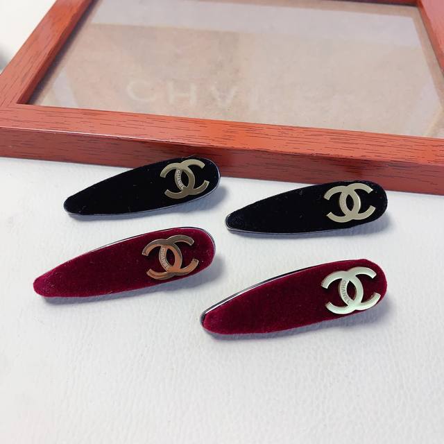 Chanel Mini Hair Clip Chanel Hair Clip Velvet Titanium Steel Logo Clip Side Clip