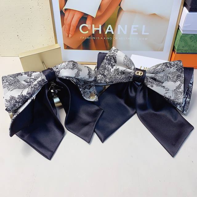 Dior Hair Clip Double Layer Bow Hair Clip Spring Clip Three-dimensional Style El