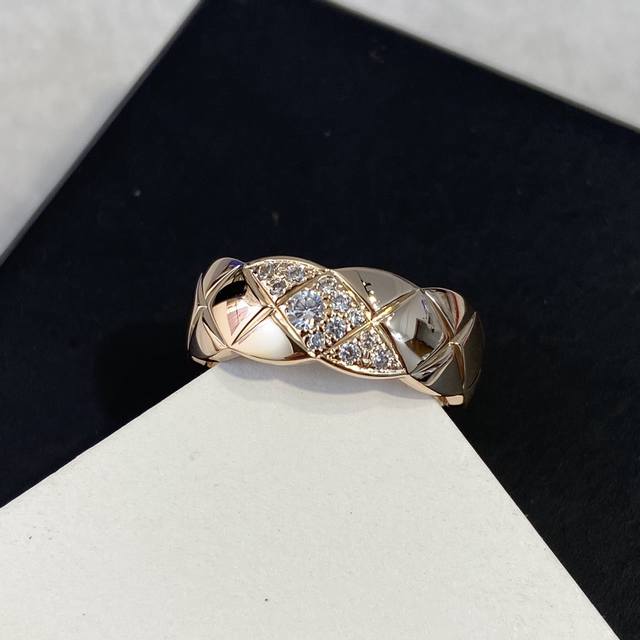 Xj0350 Ch Nel Xiang'er Wide Diamond Pattern Half-Diamond Ring Classic Diamond Pa