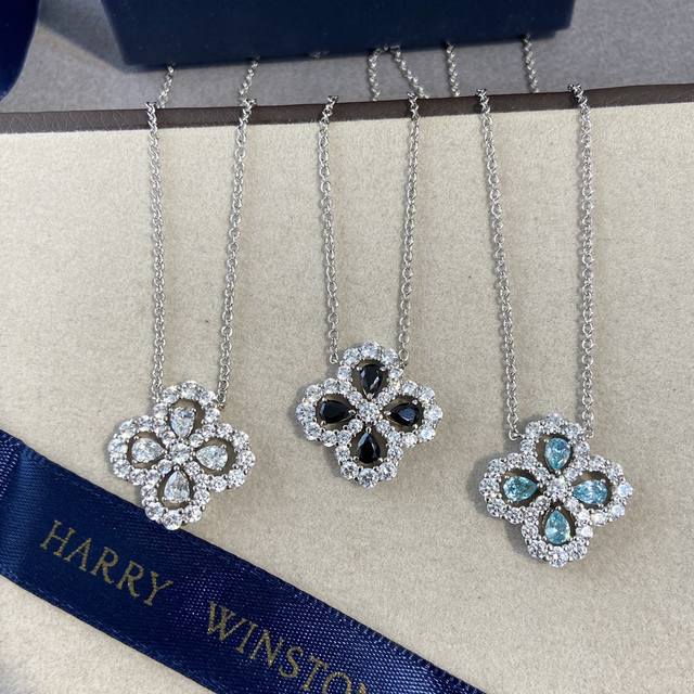 Hx688 Hw Harry Winston full diamond necklace Diamond Links series diamond earrin