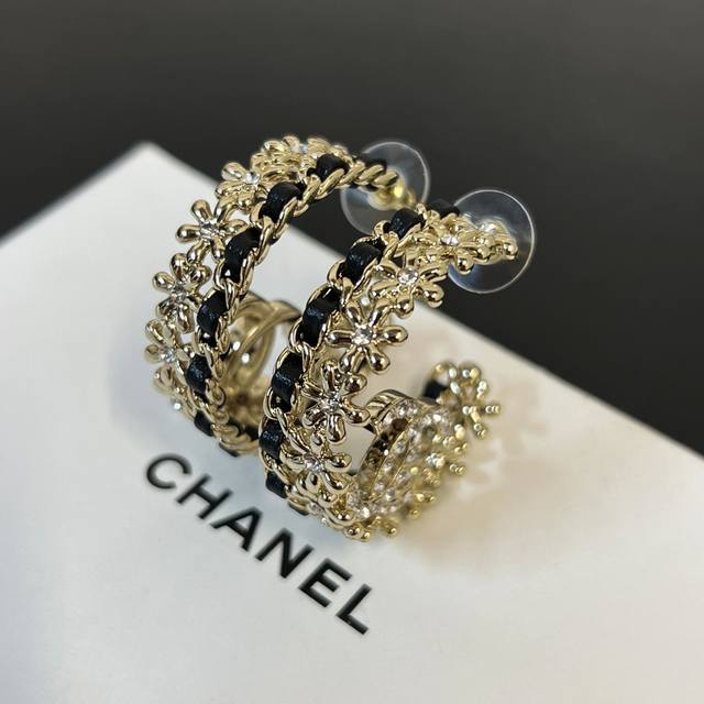 New Chanel Genuine Leather Hoop Camellia Letter Earrings - Hot Selling Item! 26
