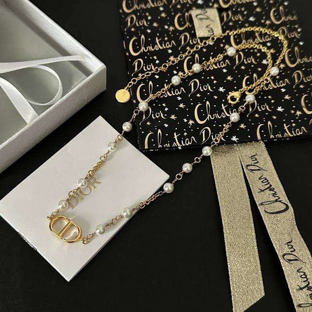 Dior Pearl Letter Necklace - New Arrival, Consistent with Boutique Items, Selec