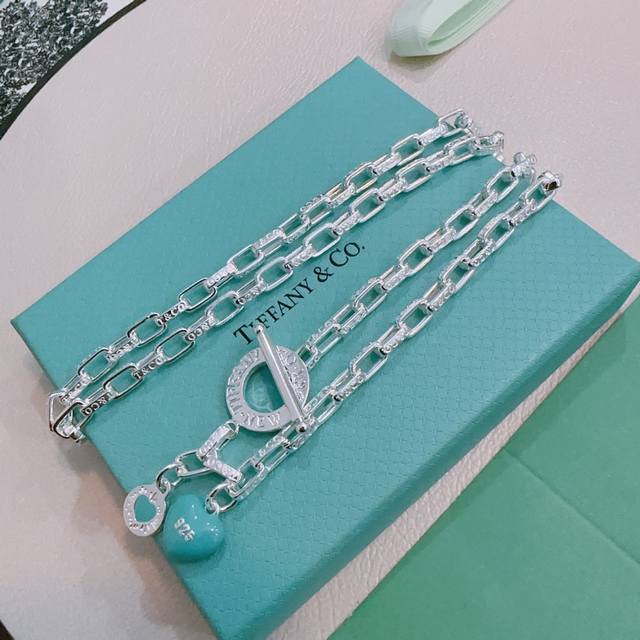 Tiffany & Co. necklace, exquisite silver version, celebrity style, retro distre