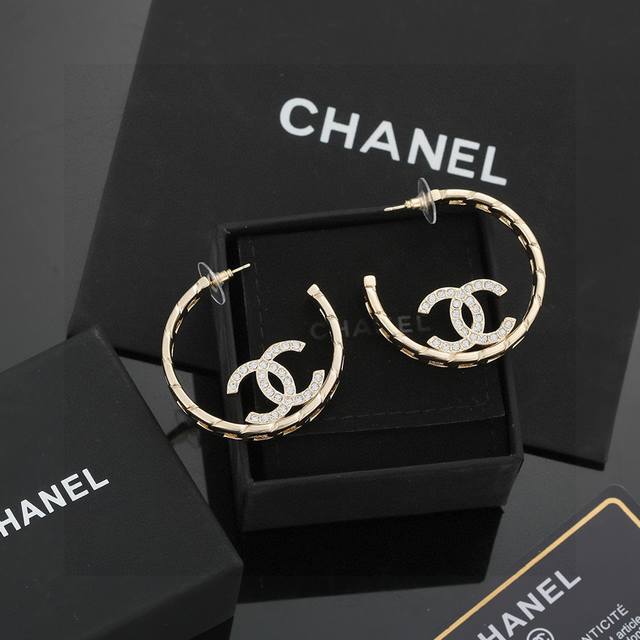 New Chanel light gold hoop earrings, identical original, high-end custom-made o