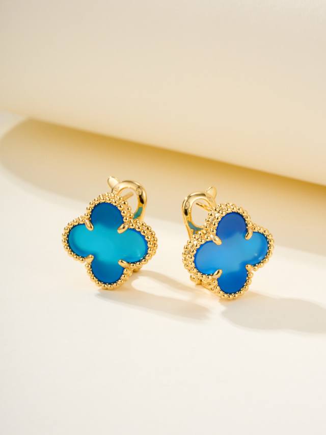 New Golden Blue Chalcedony Earrings DDD