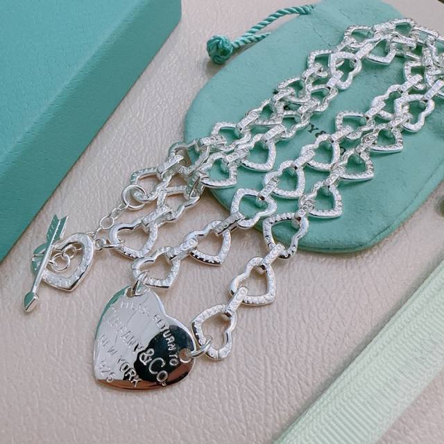 Tiffany & Co. necklace, exquisite silver version, celebrity style, retro distre