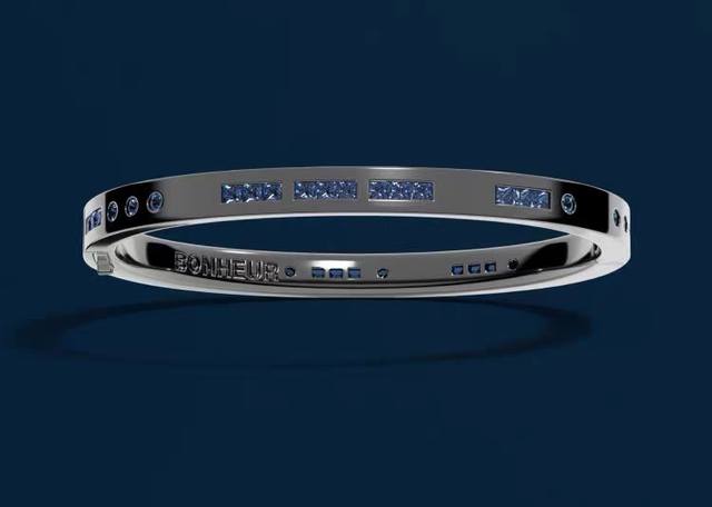 A batch M Sea blue Morse code silver bracelet, simple, stylish, and with a high-