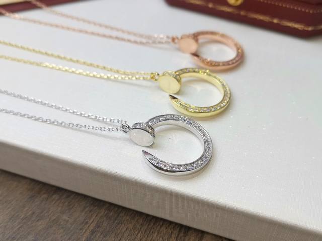 Cartier full diamond nail necklace, polished back, same quality as boutique item