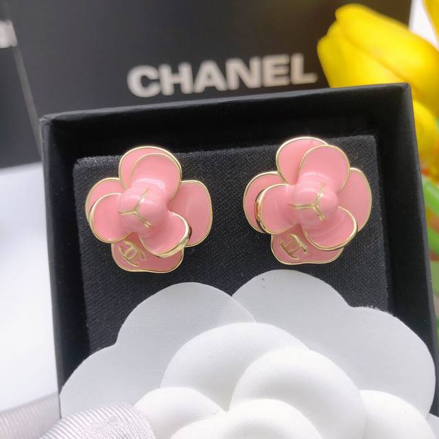 Item No. Xed0116 Double C Camellia Pink Stud Earrings Ch Nel New Camellia Hot Se