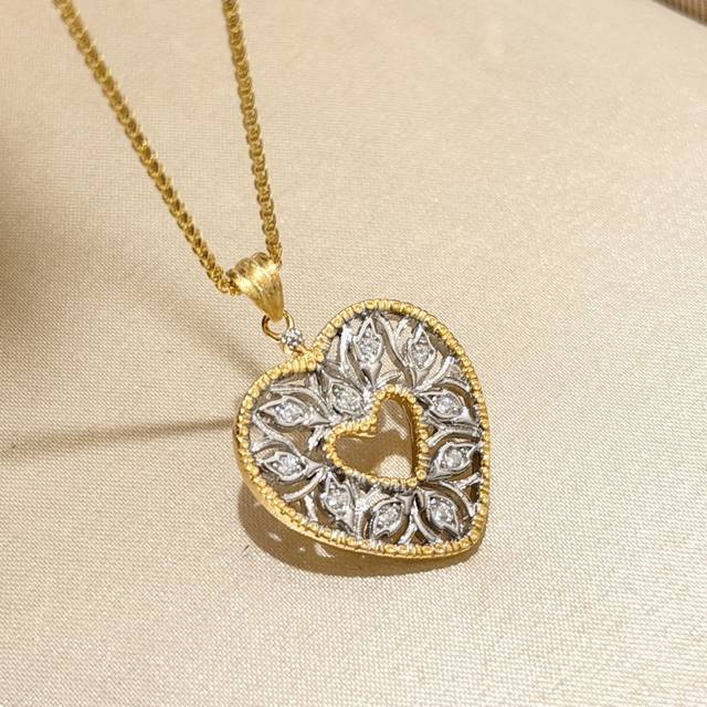 A7027 Independent designer's new Italian court style heart-shaped hollow leaf ne
