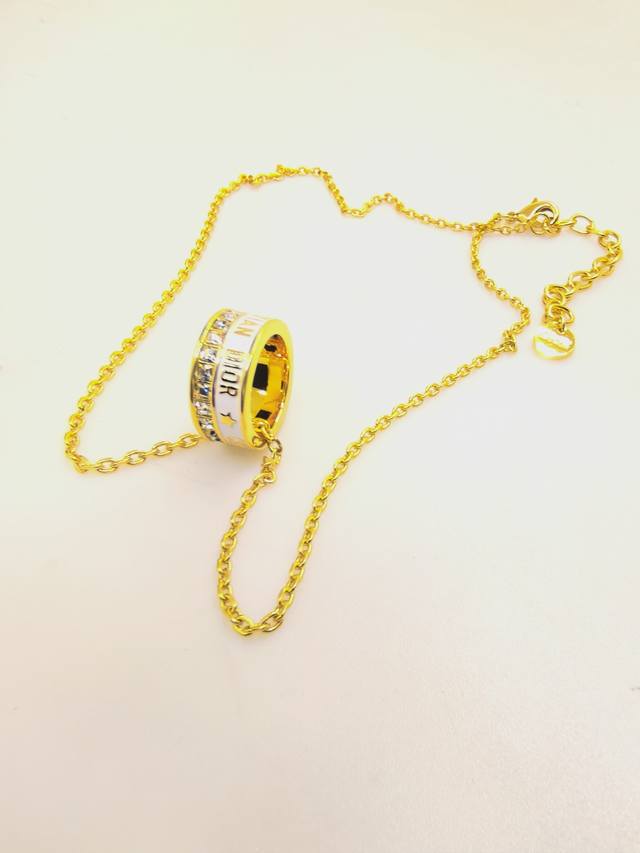 D*Or Latest style square diamond white oil letter ring necklace, identical to th