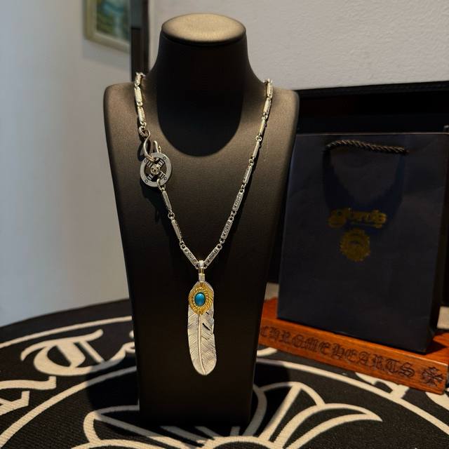 New Arrival: Goro's Takahashi Goro Turquoise Feather Cross Pendant, Takahashi Cl