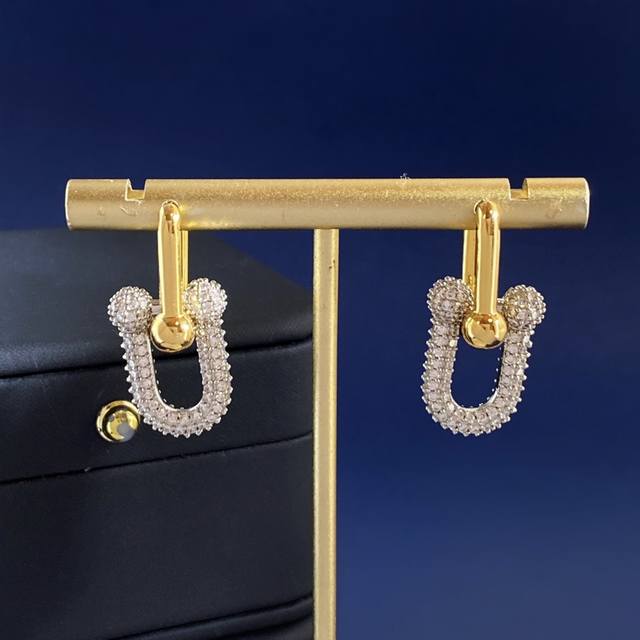 Earrings Tfn Tiffany European and American Fashion Bold Style Gold Polished Pat