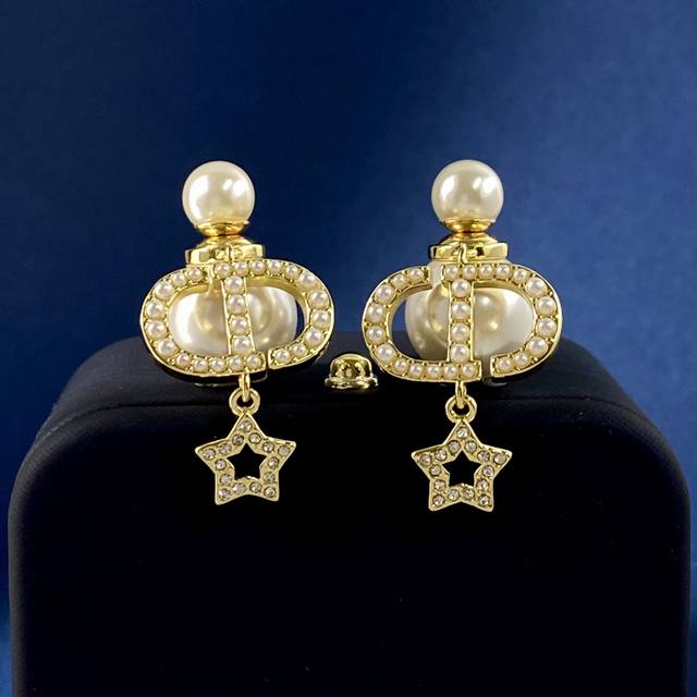 Dior White Earrings with Large and Small Pearls, Front and Back Hanging Bubble,