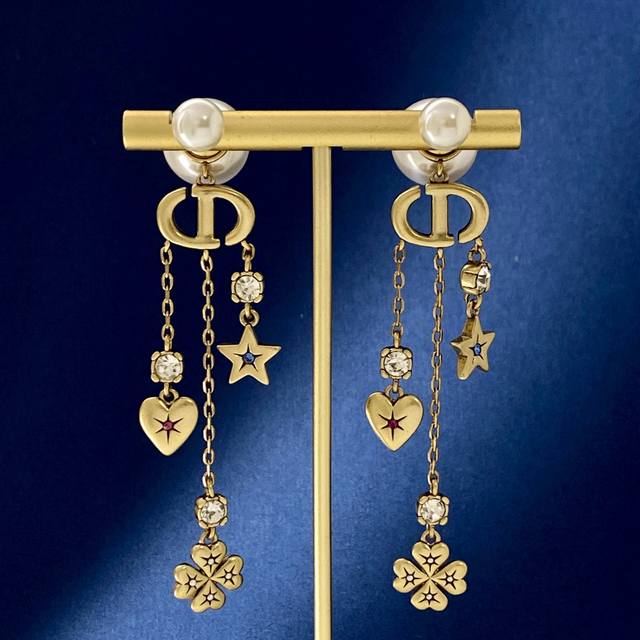 Dior White Earrings with Large and Small Balls, Front and Back Bubble Hanging, R