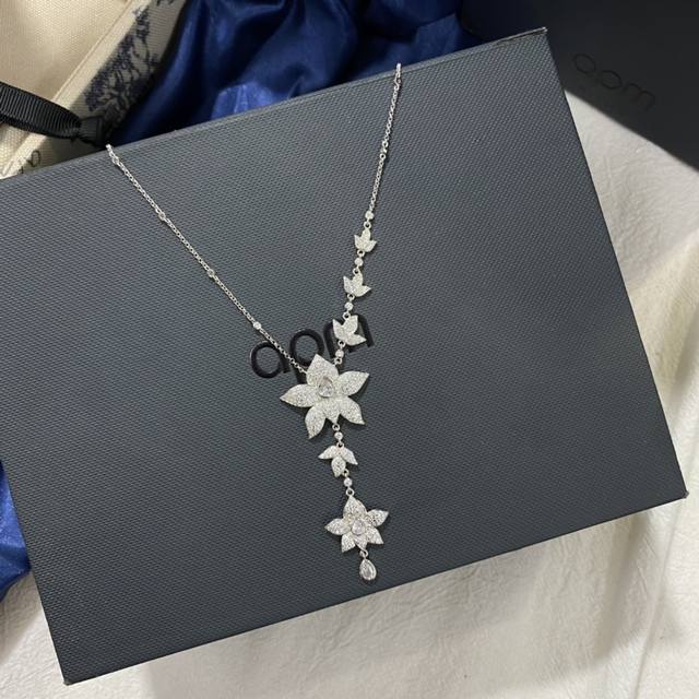 TianApm New Long Flower Silver Necklace for Women, Sweater Chain, Autumn/Winter