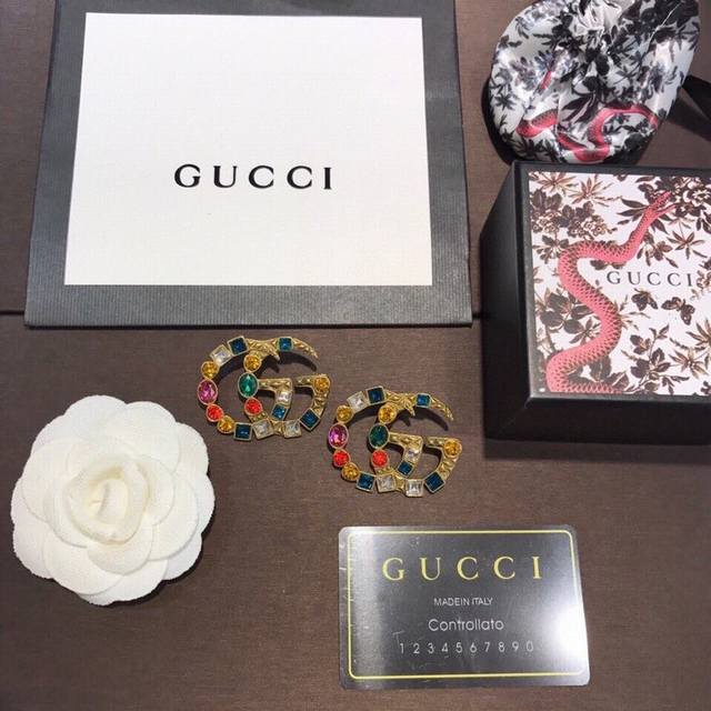 Gucci Fashion Colored Diamond Swarovski Crystal Earrings are definitely in the G