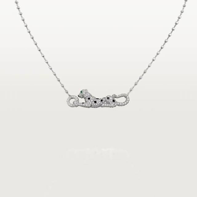 Cartier panther necklace with full diamonds, classic and aristocratic style, 18K