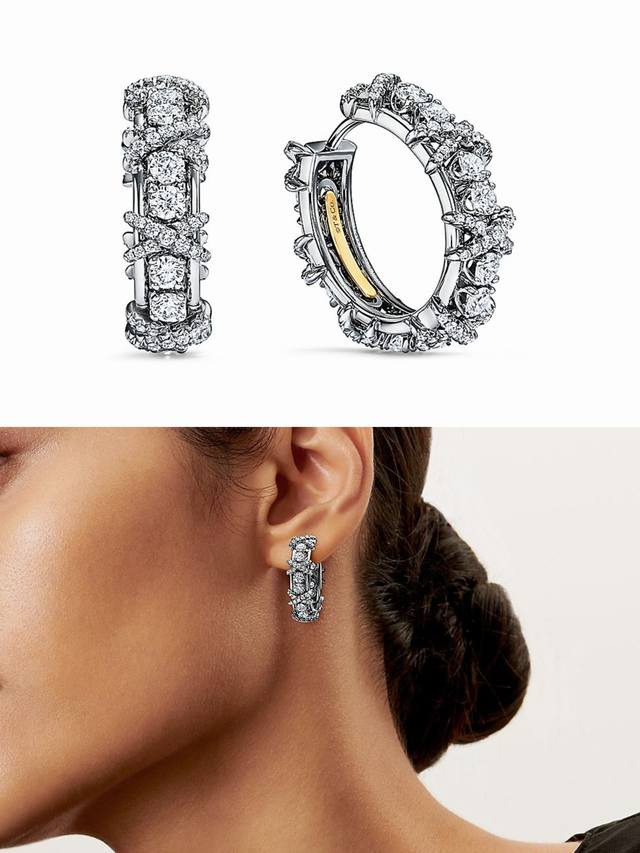 Tiffany & Co. Sixteen Stones Collection Earrings, Latest Schlumberger Series Cro