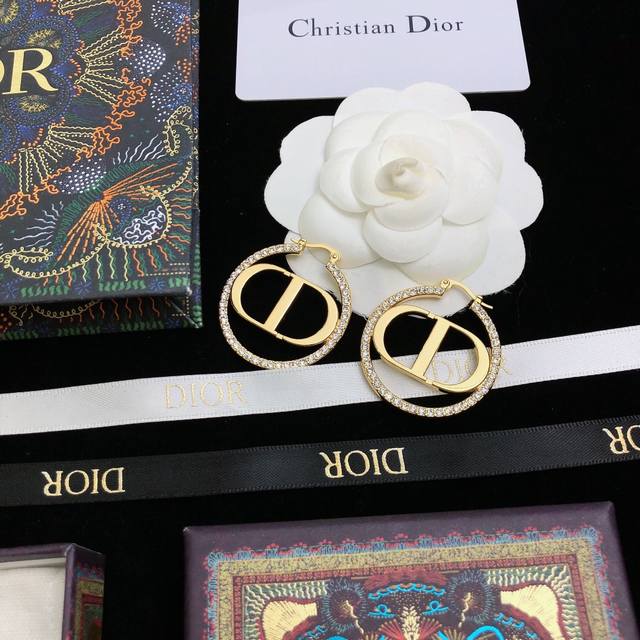Dior Cd logo diamond earrings, made with 925 sterling silver needles. These exq