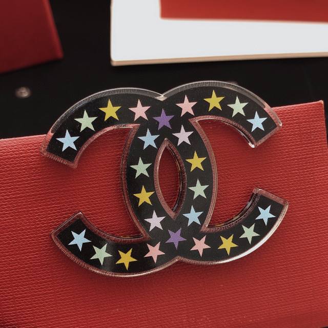 Item No. Xxz0076 Ch*Nel Latest Black Acrylic Colorful Star Brooch, Same as Zp, B