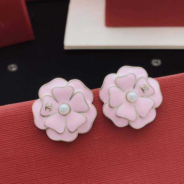 Item No. Xed0132 Ch*Nel Latest Pink Camellia Flower Earrings, Same Style as Zp,