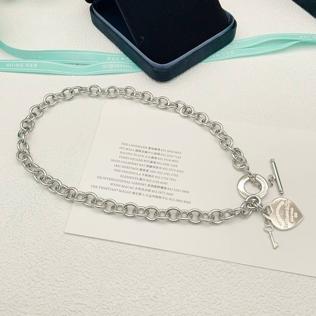 Tx032 Tiffany* Smooth Heart Silver Necklace, made of the same brass material as