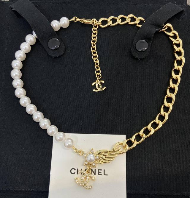 Xx0434 Ch Nel Chain Pearl Star Wing Double C Necklace Choker 24C Early Spring Ne